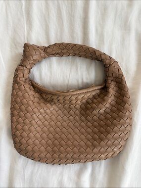Anthropologie Braided Hobo Bag in Taupe Brown